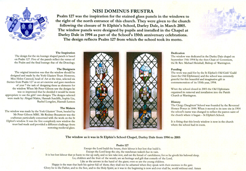 leaflet about stained glass window at St Elphin's