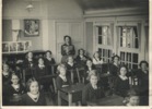 Image 5 of 5 : 1949/50 Miss Clark. Nearest row (LtoR) Gill Hughes, Arlene Bailey, Mary Dams. 2nd row: ?, Helen Wright, ?, Ann Bell. 3rd row: Hilary Woodhouse, ?, Wendy Phillips, ?. 4th row: Karina Williams, Rosemary Goward, ?, ?