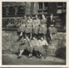 Image 12 of 21 : 1957 On front terrace - Top row: Mary Reeman, Judith Coulter, Anne Roberts, Margarita James, Judith Tuckwell; Front row: Ann Mosscrop, Mary Rose Sockett, Joyce Elgar